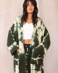 CASHMERE TIE DYE CARDIGAN FOREST GREEN
