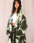 CASHMERE TIE DYE CARDIGAN FOREST GREEN