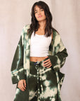 CASHMERE TIE DYE CARDIGAN FOREST GREEN