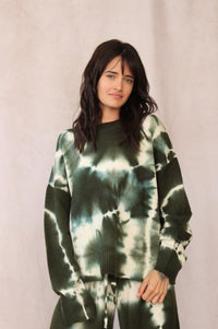 CASHMERE TIE DYE SWEATER FOREST GREEN