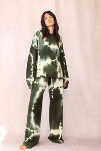 CASHMERE TIE DYE SET FOREST GREEN