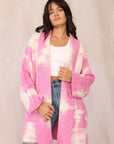 CASHMERE TIE DYE CARDIGAN PINK LILY