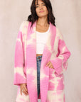 CASHMERE TIE DYE CARDIGAN PINK LILY
