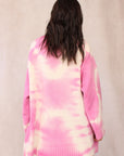 CASHMERE TIE DYE CARDIGAN PINK LILY