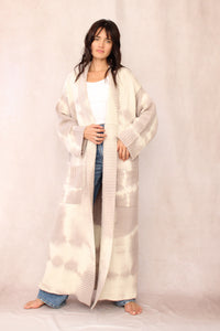 CASHMERE TIE DYE LONG CARDIGAN BEIGE SAND