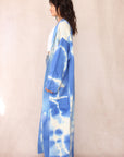 CASHMERE TIE DYE LONG CARDIGAN OCEAN BLUE