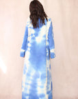 CASHMERE TIE DYE LONG CARDIGAN OCEAN BLUE