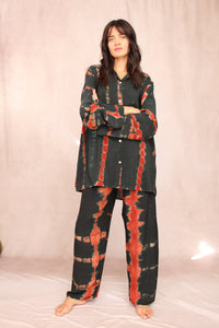 SHIBORI SILK SET BLACK QUEEN OF NIGHT