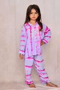 KIDS SHIBORI SILK SET LILAC