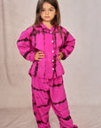 KIDS SHIBORI SILK SET FUCSIA