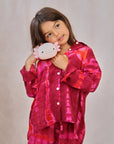 KIDS SHIBORI SILK SET RED PINK