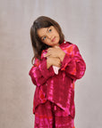 KIDS SHIBORI SILK SET RED PINK