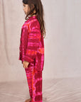 KIDS SHIBORI SILK SET RED PINK