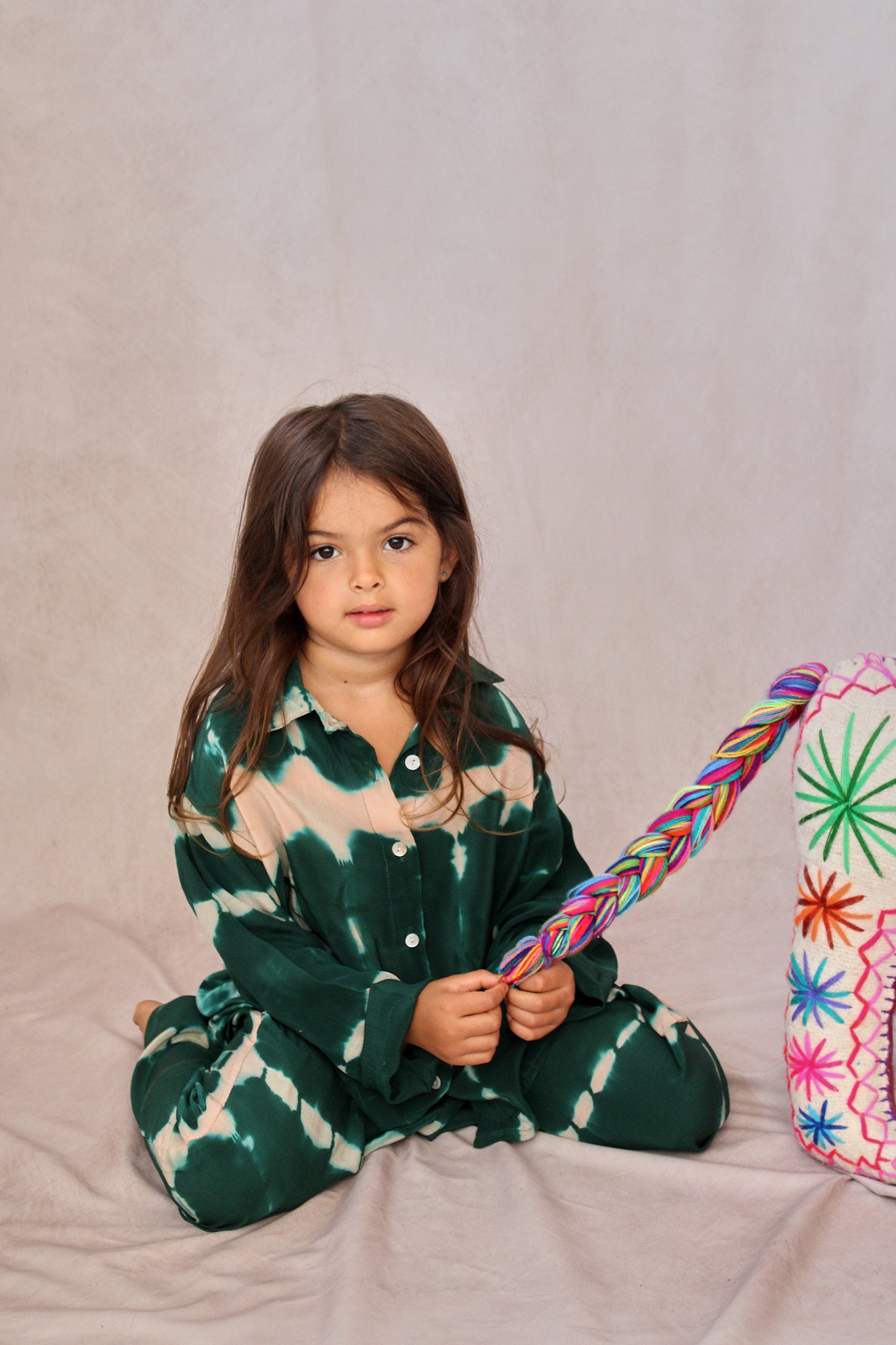 KIDS SHIBORI SILK SET GREEN