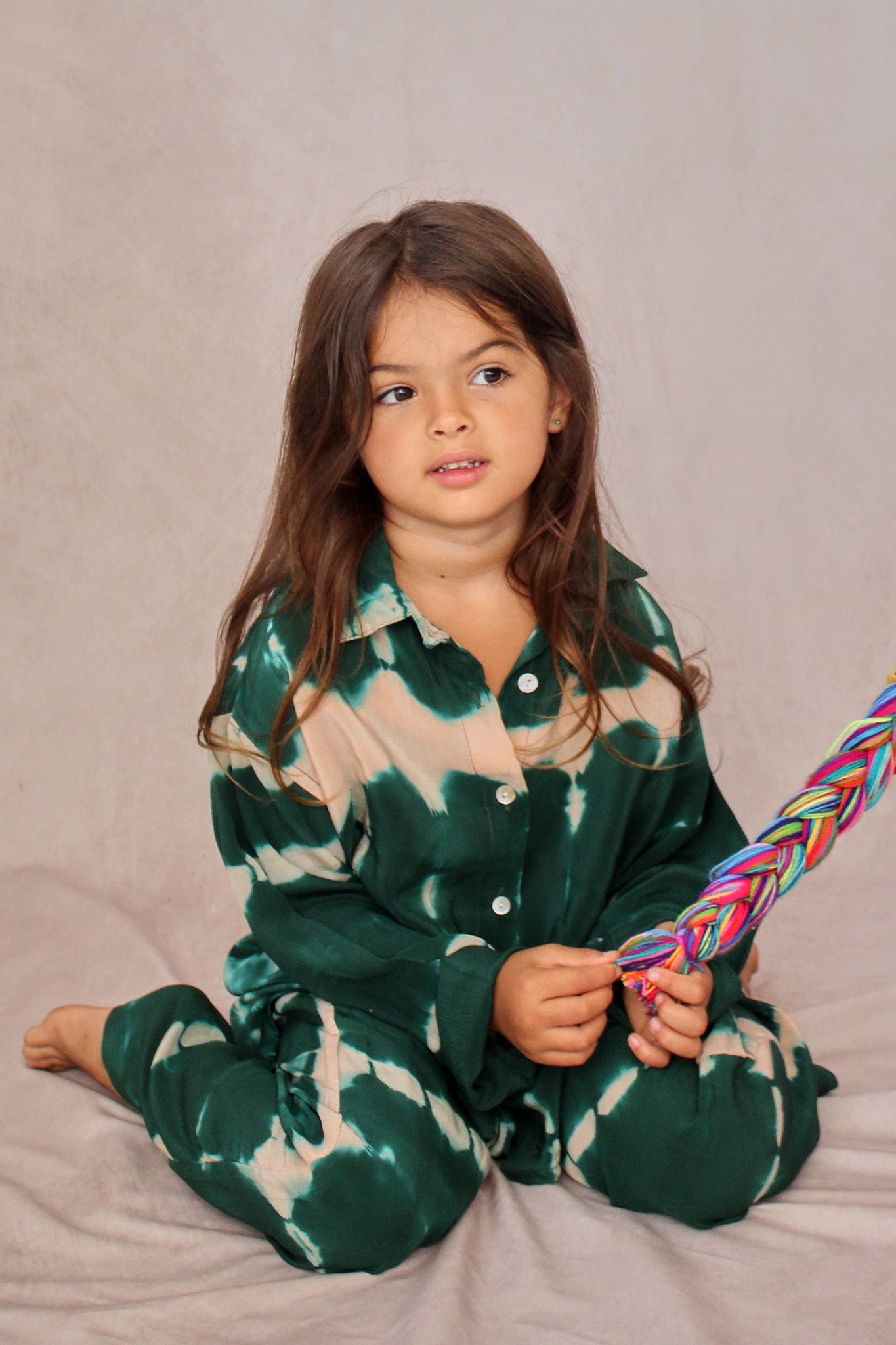 KIDS SHIBORI SILK SET GREEN