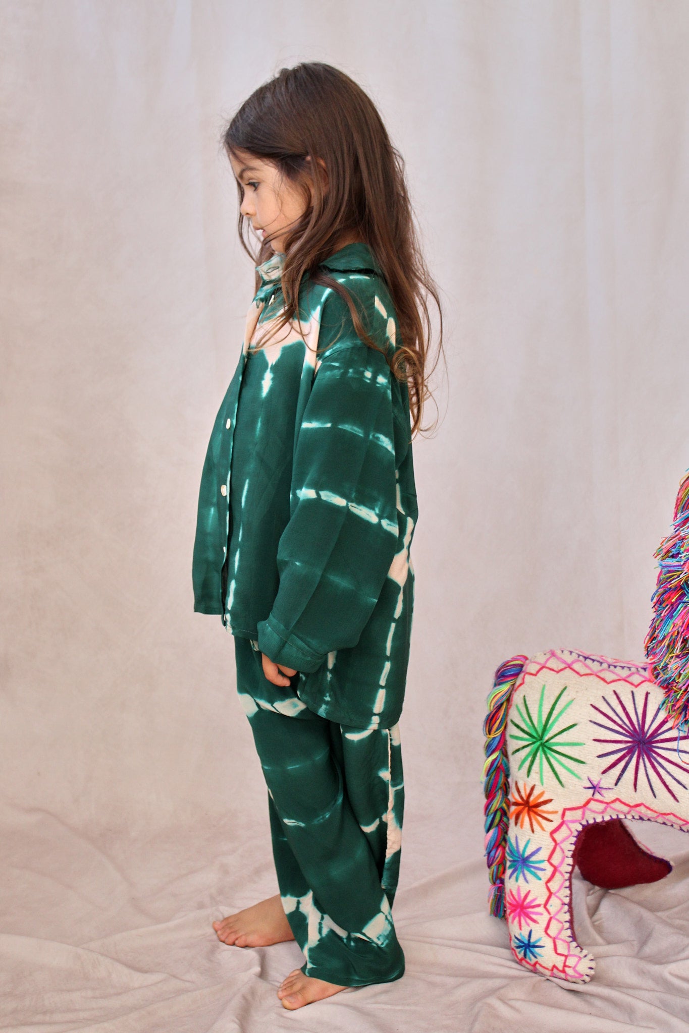 KIDS SHIBORI SILK SET GREEN