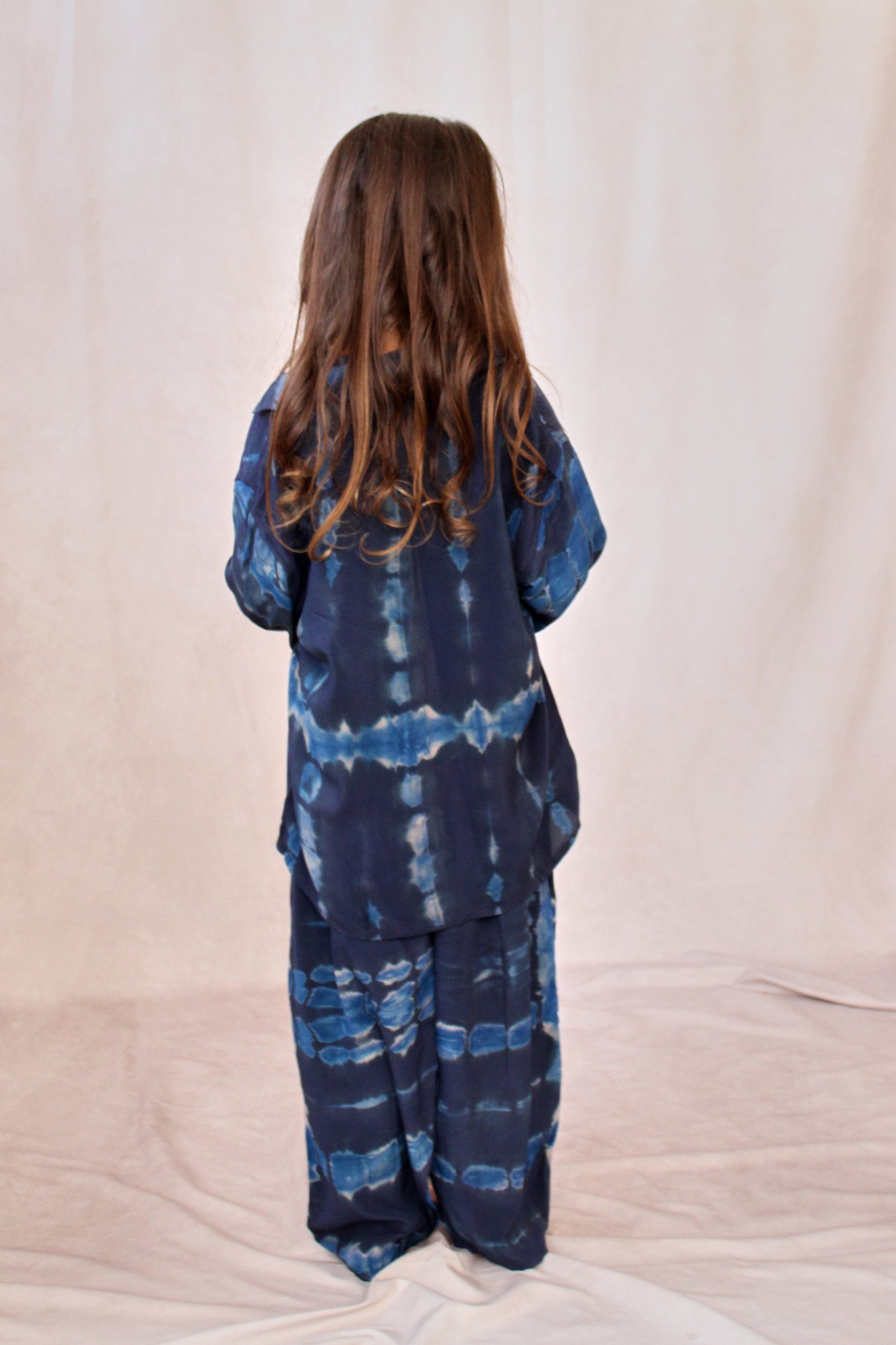KIDS SHIBORI SILK SET NAVY