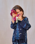 KIDS SHIBORI SILK SET NAVY