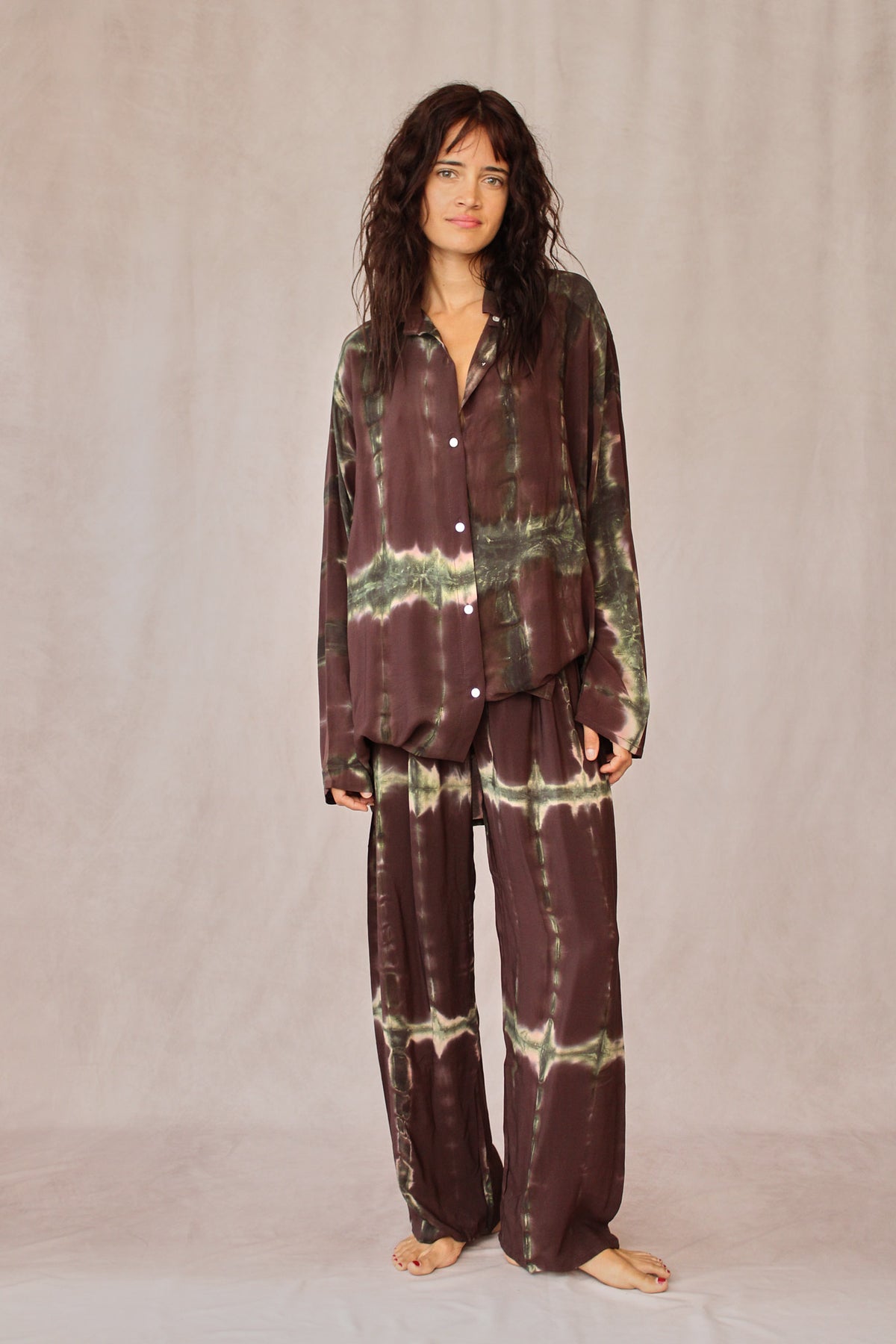 SHIBORI SILK SET BROWN WALNUT