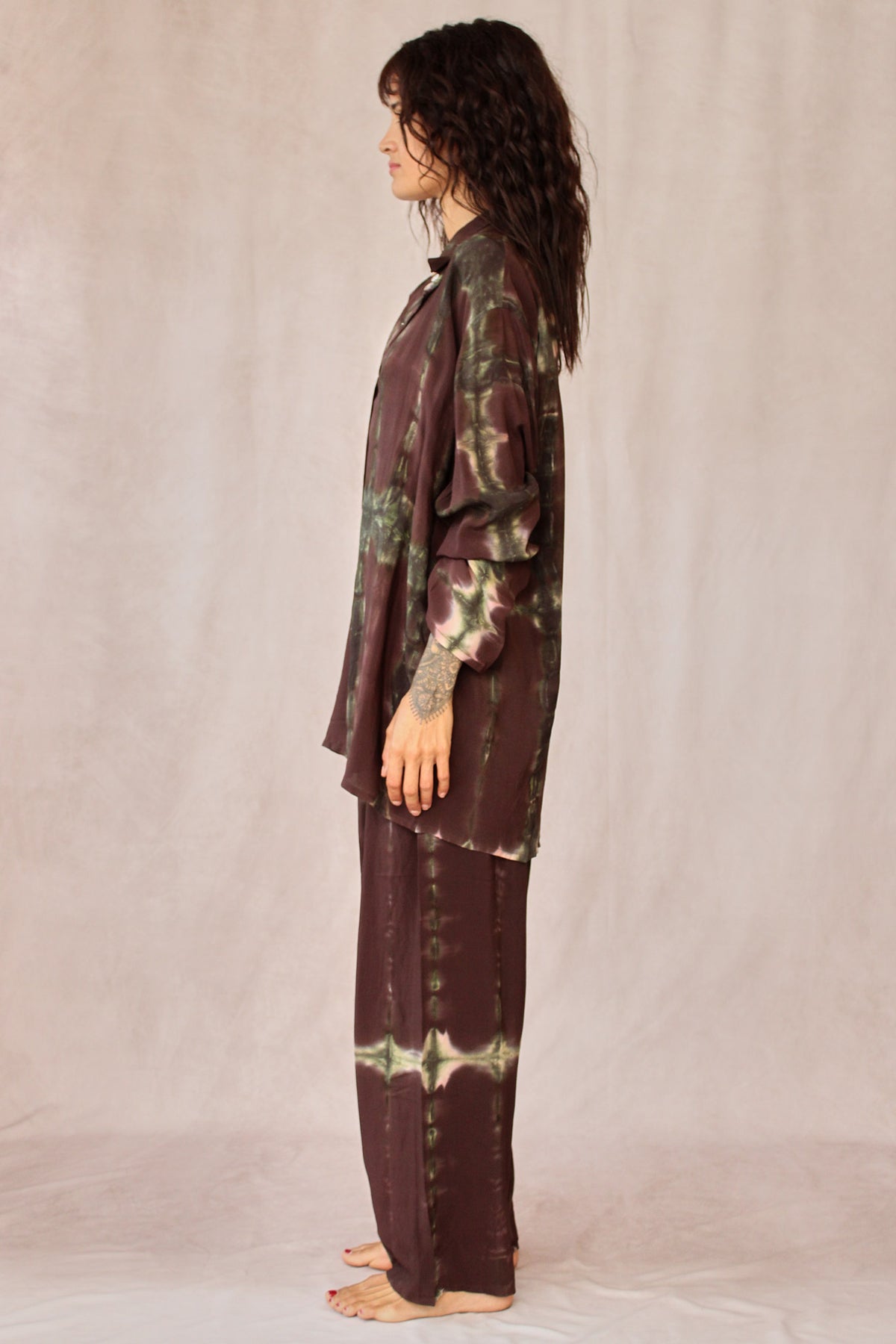 SHIBORI SILK SET BROWN WALNUT