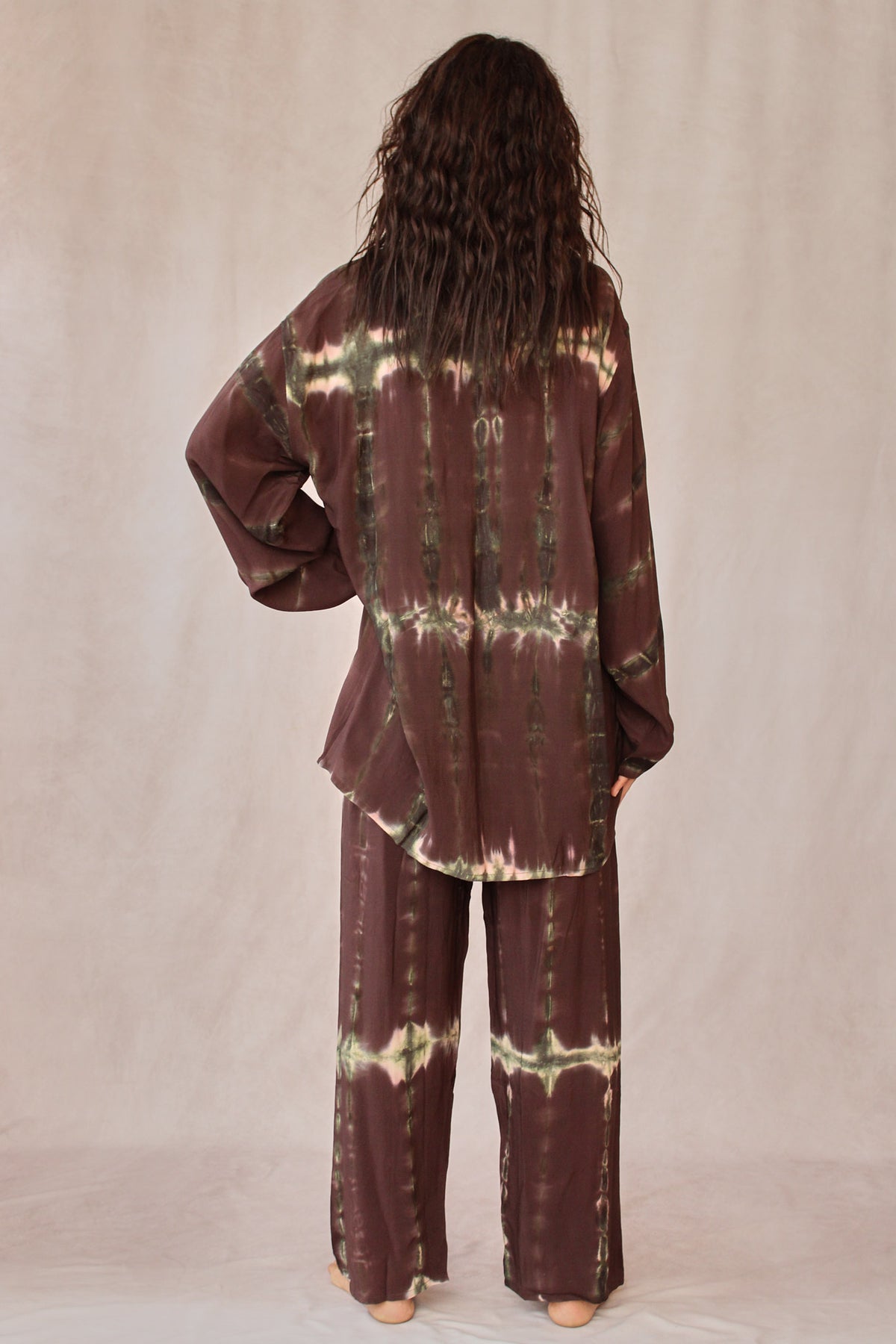 SHIBORI SILK SET BROWN WALNUT