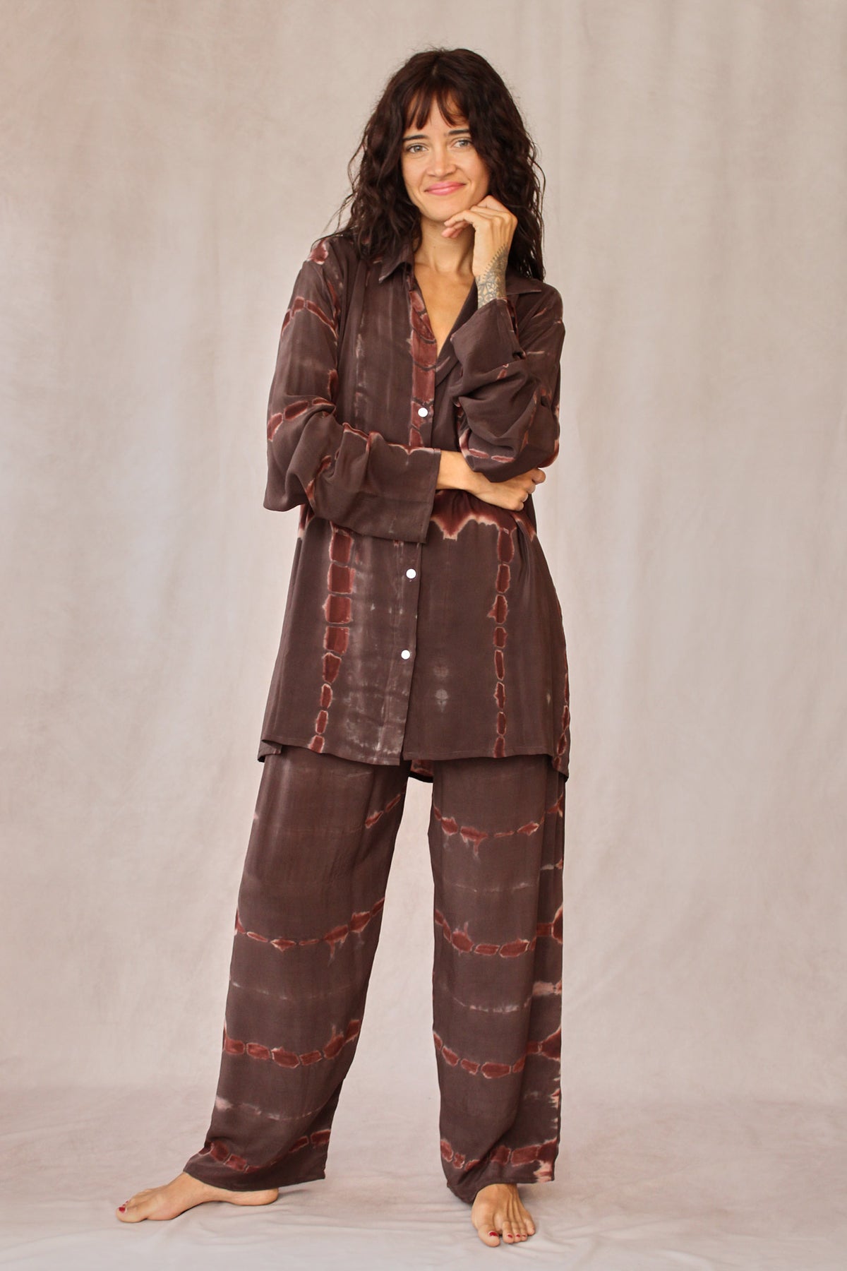 SHIBORI SILK SET WINTER BROWN