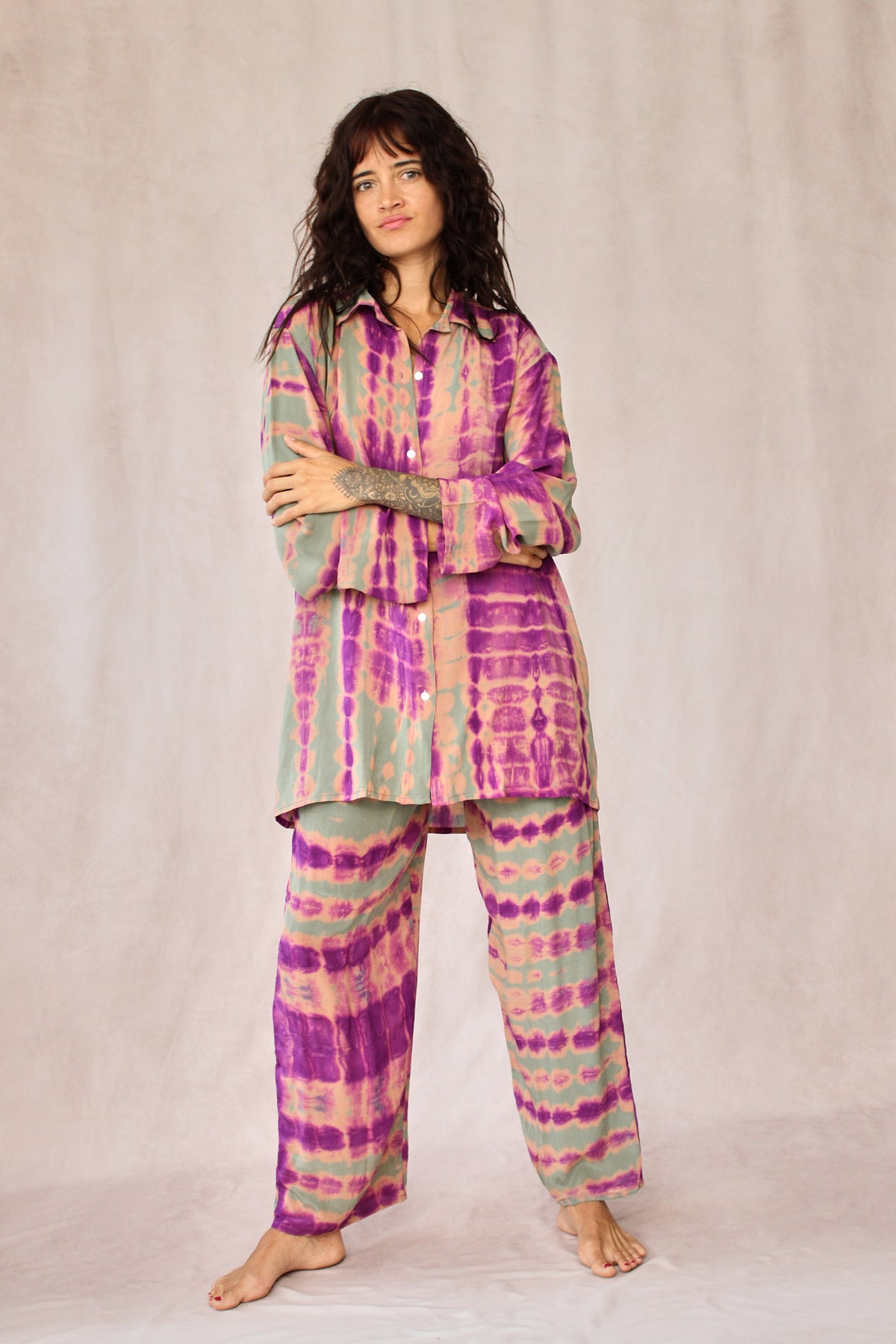 SHIBORI SILK SET GREEN ORCHID