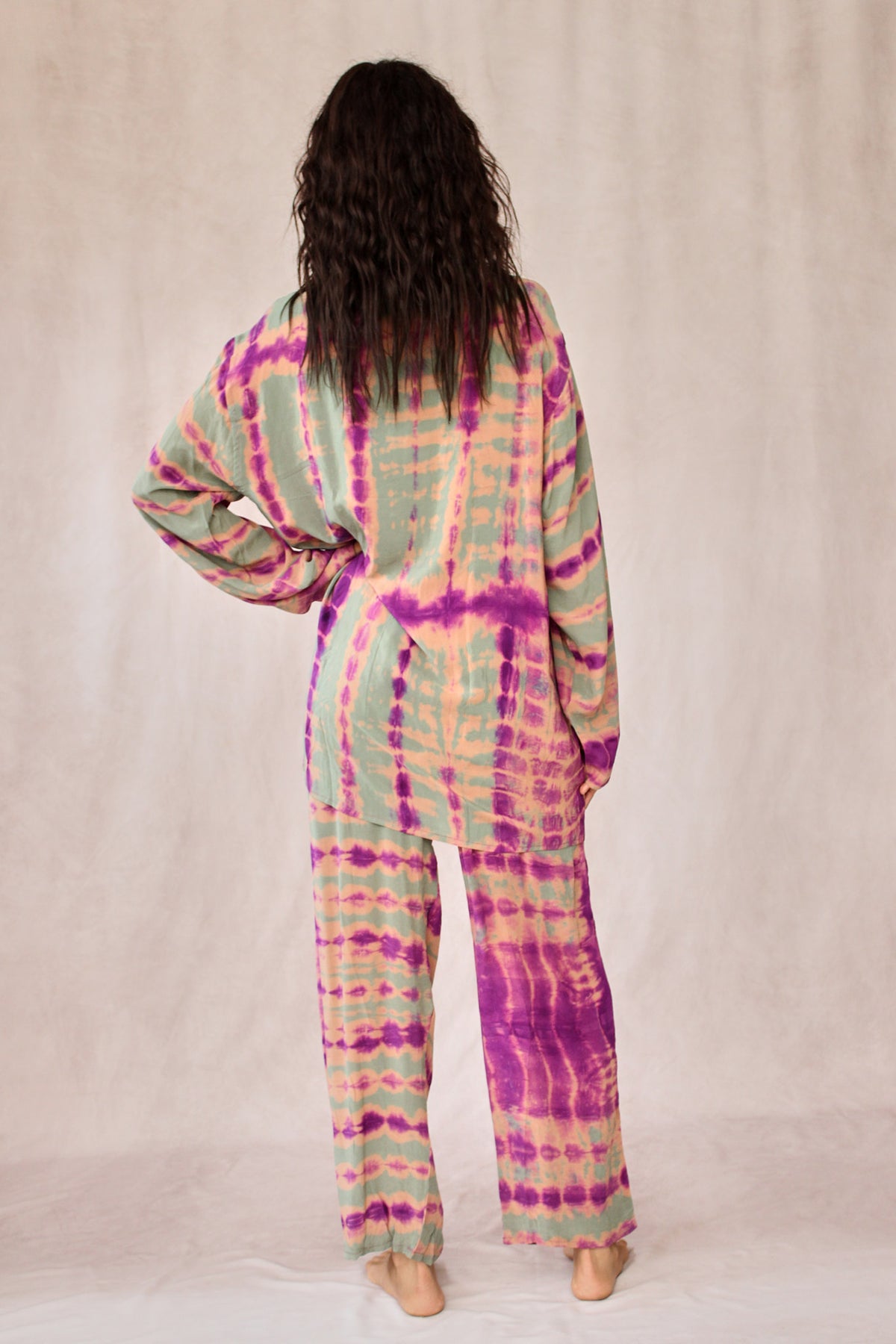 SHIBORI SILK SET GREEN ORCHID