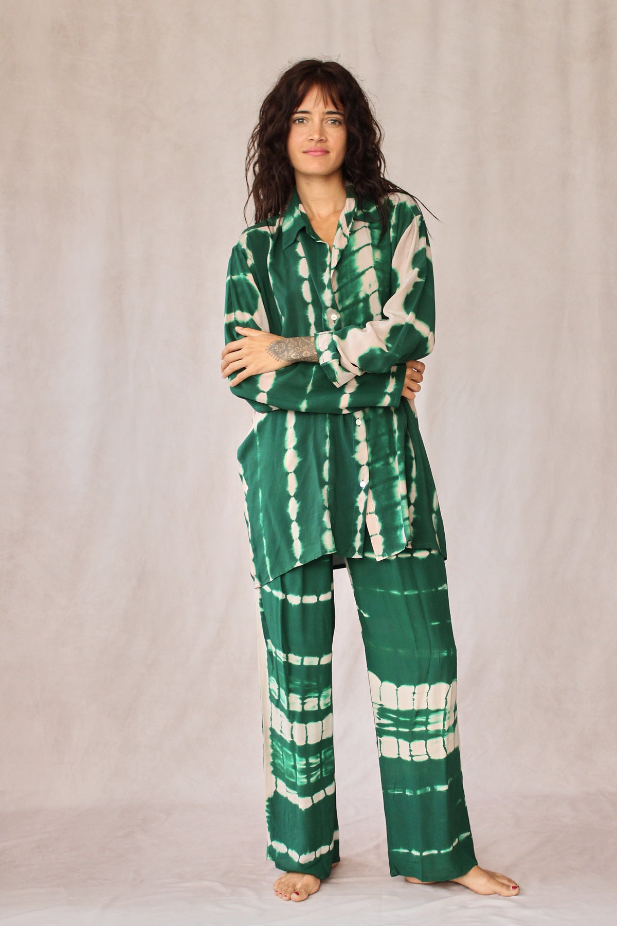 SHIBORI SILK SET GREEN CORAL