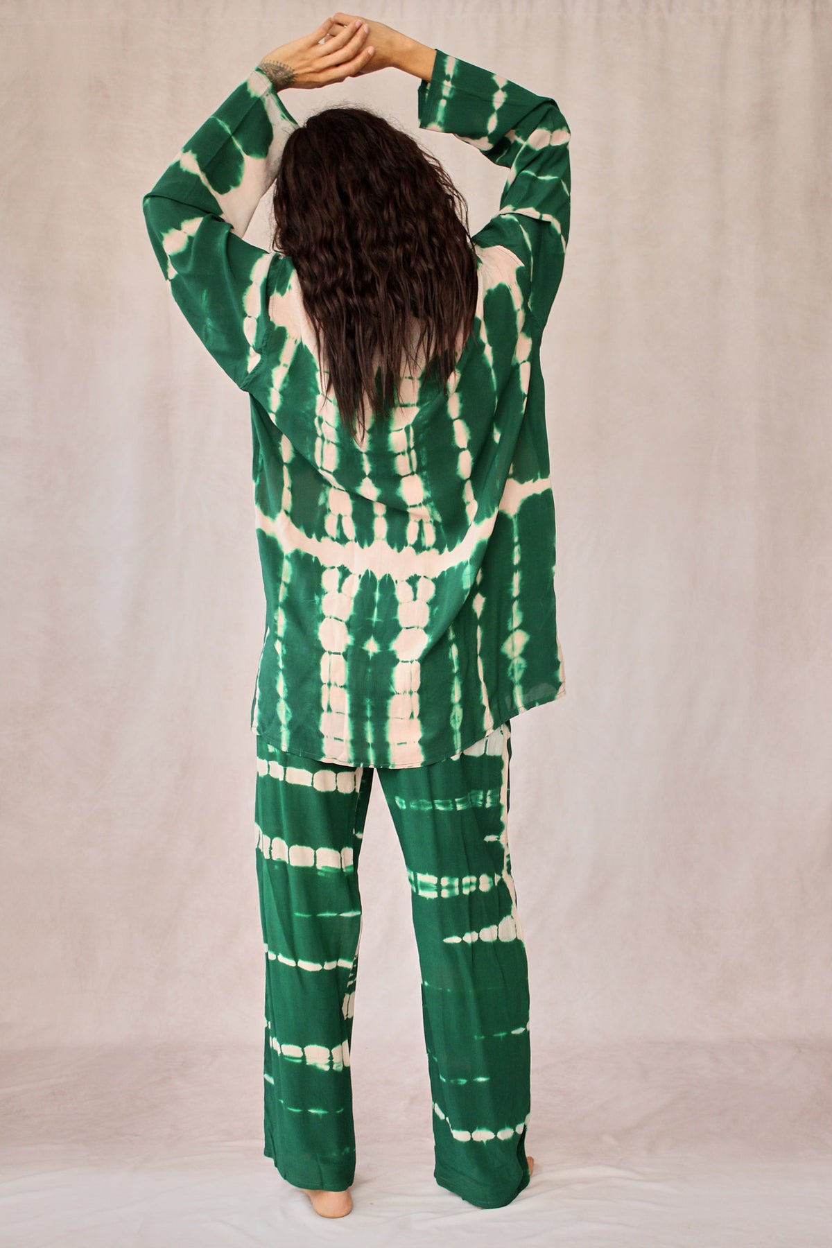 SHIBORI SILK SET GREEN CORAL