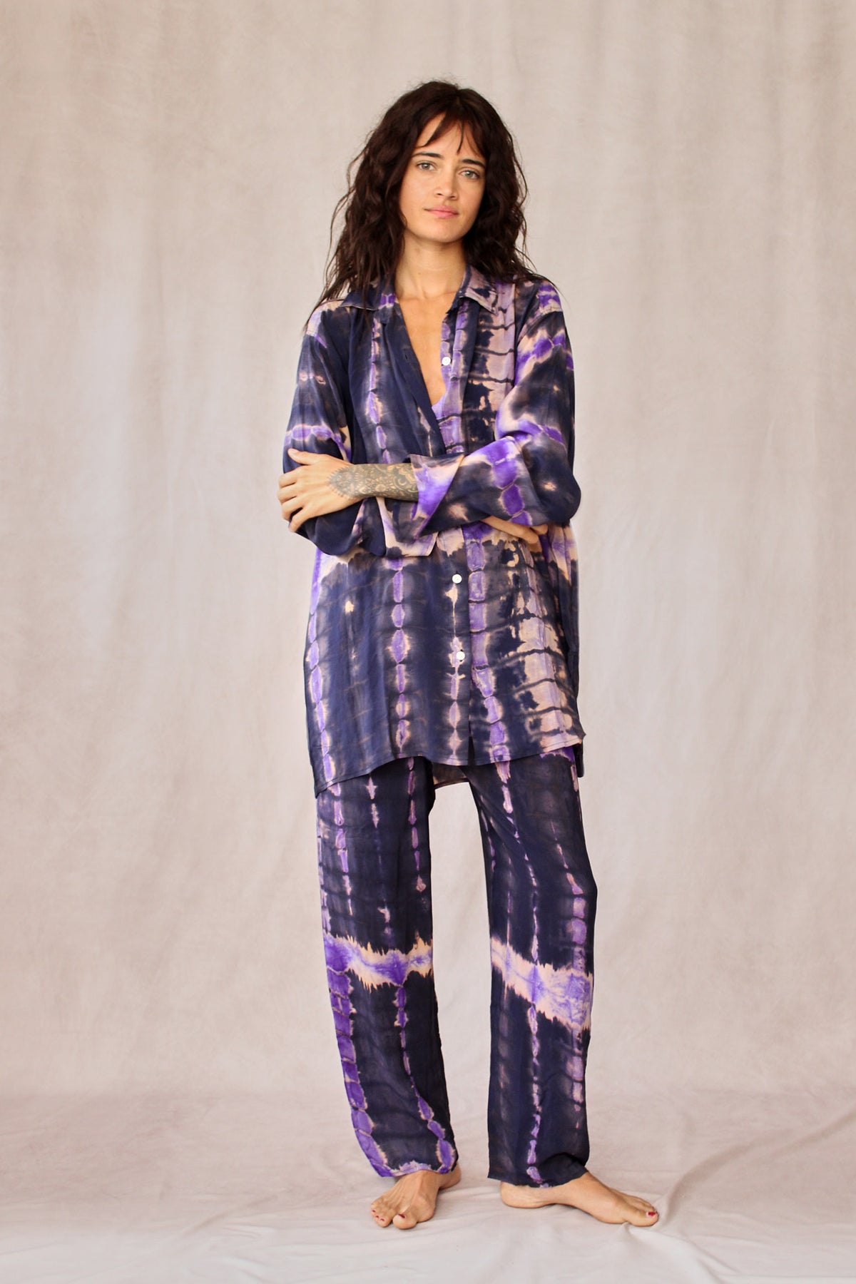 SHIBORI SILK SET BLUE BELLFLOWER