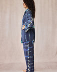 SHIBORI SILK SET BLUE HIBISCUS