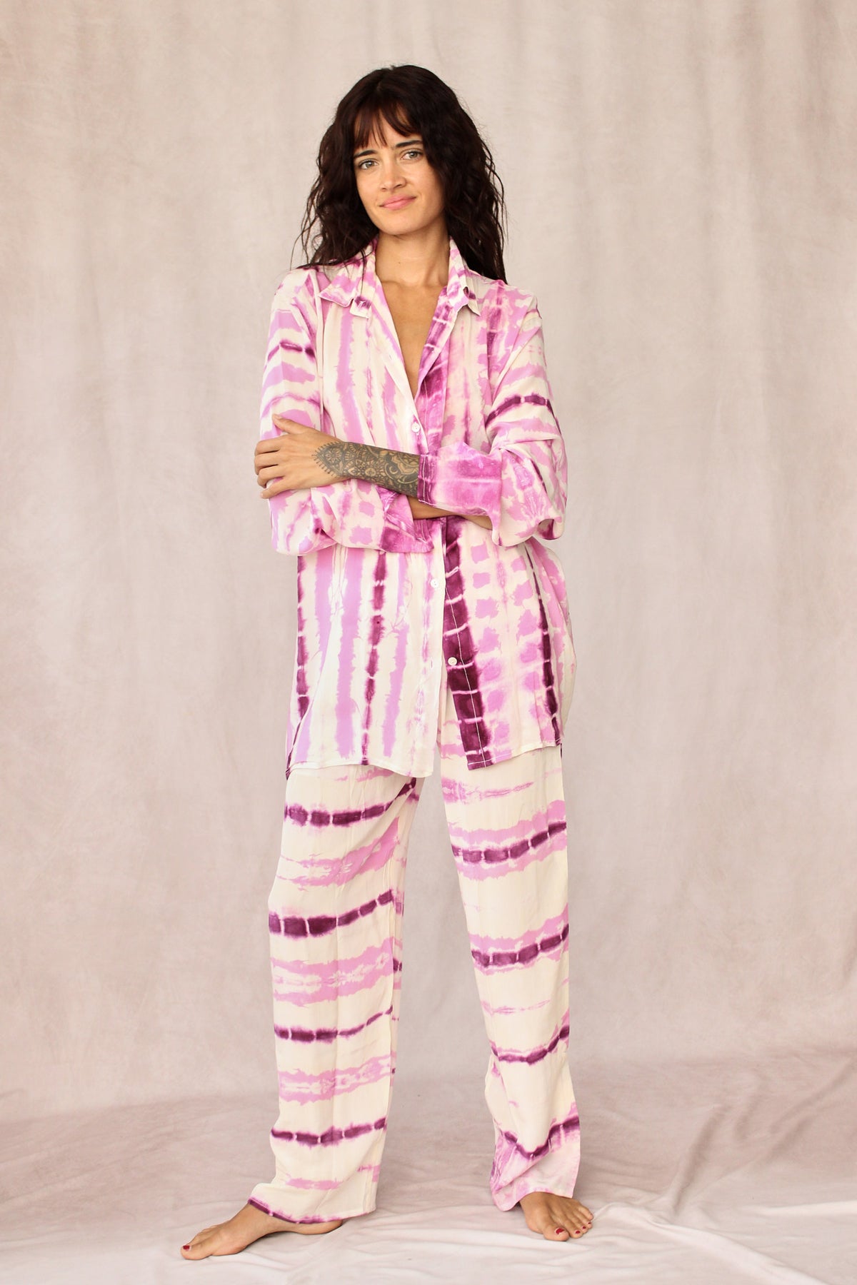 SHIBORI SILK SET PINK FLAMINGO