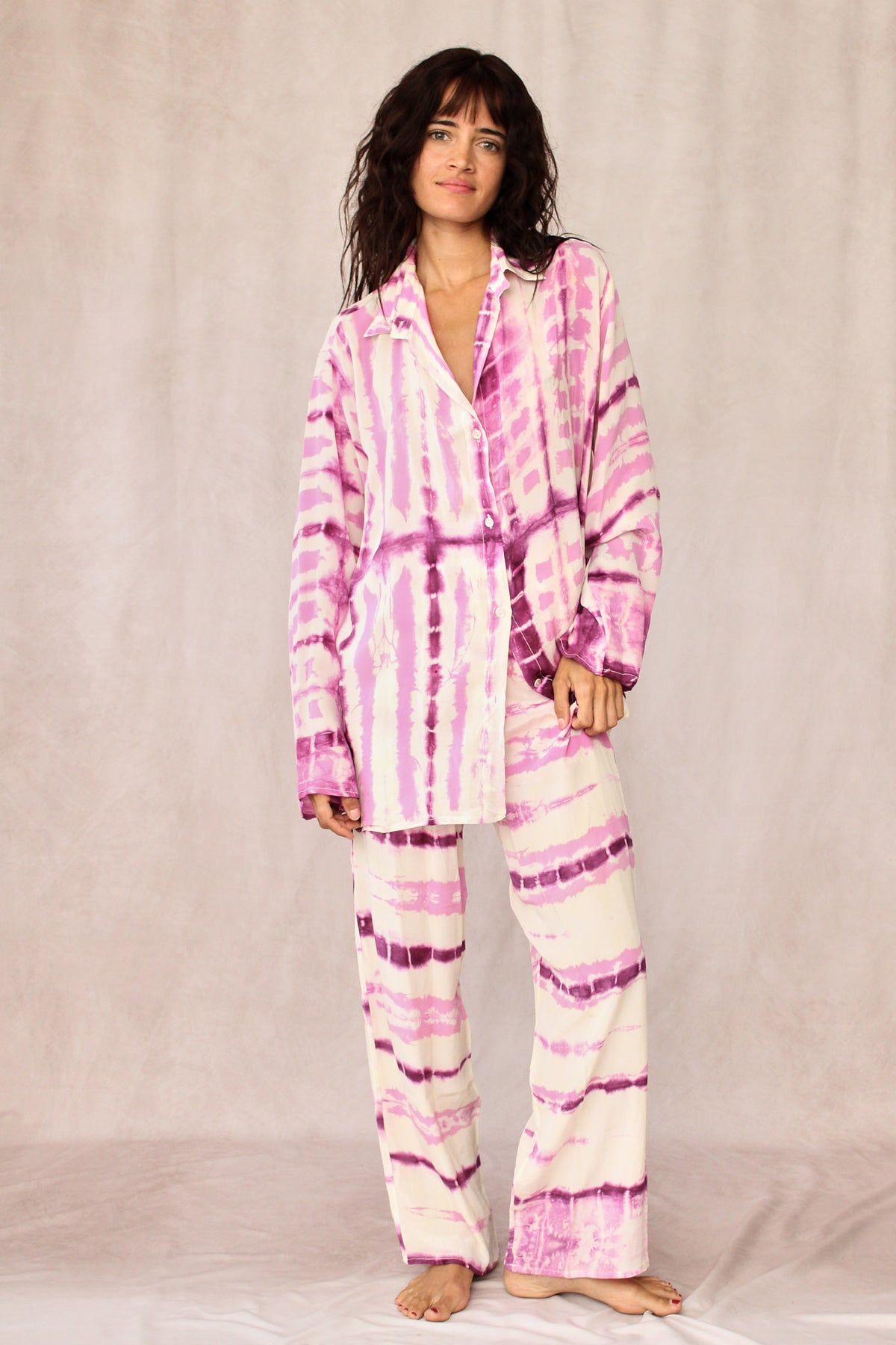 SHIBORI SILK SET PINK FLAMINGO