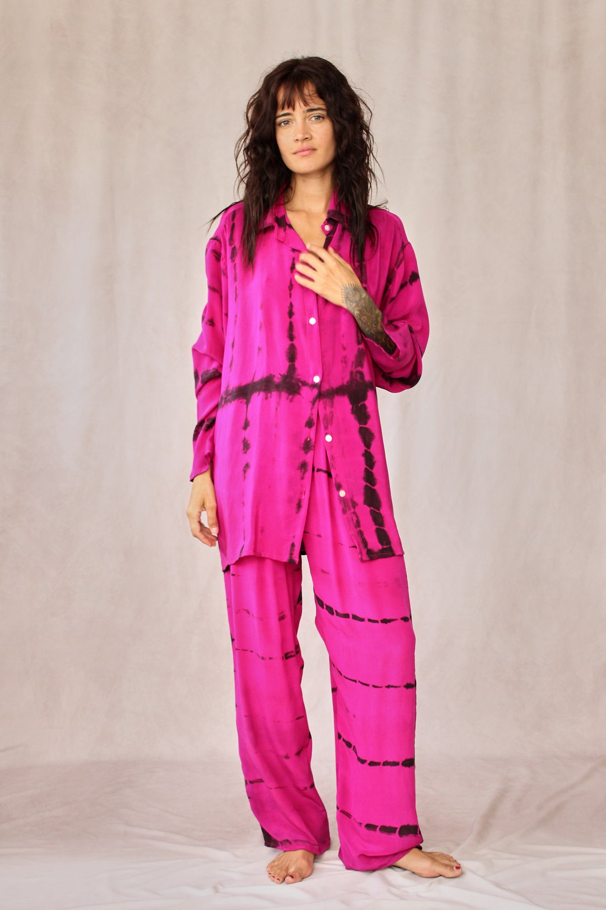 SHIBORI SILK SET FUCHSIA