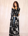 CASHMERE TIE DYE LONG CARDIGAN BLACK