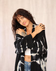 CASHMERE TIE DYE LONG CARDIGAN BLACK