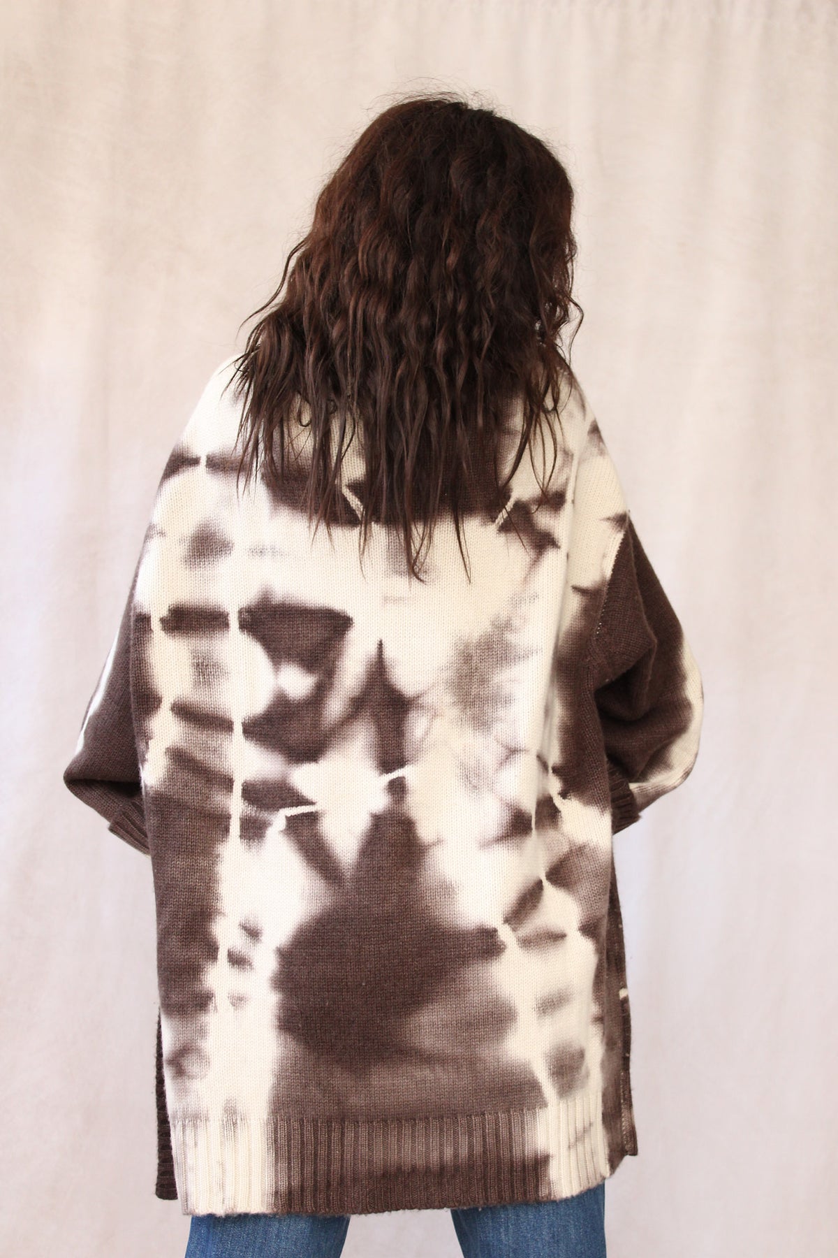 CASHMERE TIE DYE CARDIGAN BROWN